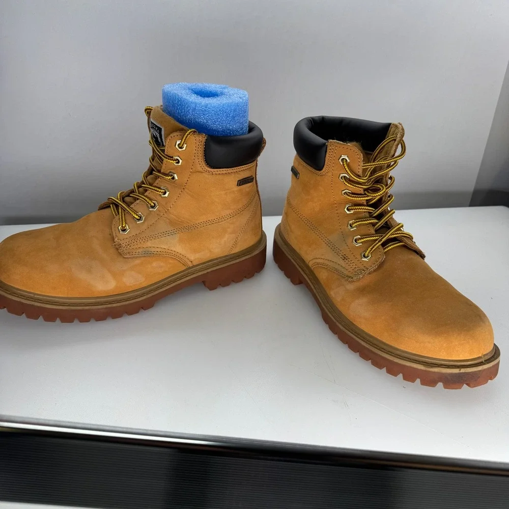 Rugged Exposure Overtime‎ Steel Toe Work Boots Men 8.5 Leather Wheat Tan Safety